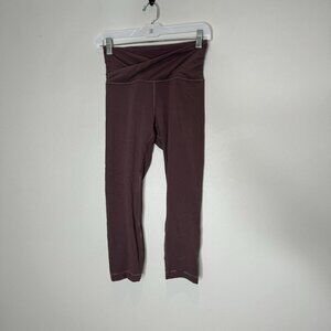 Lululemon Align High Rise Cross Waist Crop 21” Leggings Size 6 Taupe Purple